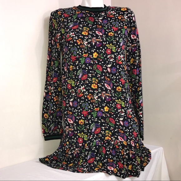 Zara Retro Floral Multicoloured Ruffle Flowy Dress - Picture 1 of 12